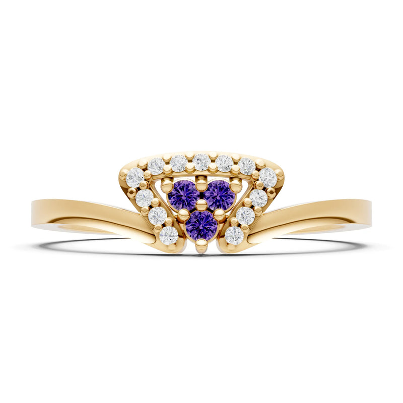 Amethyst Tri-Cluster Pavé Ring