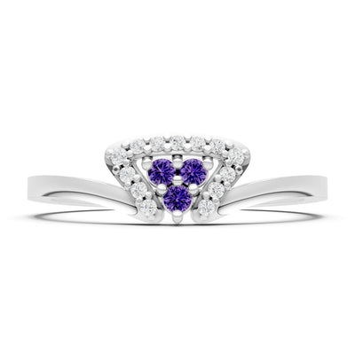 Amethyst Tri-Cluster Pavé Ring