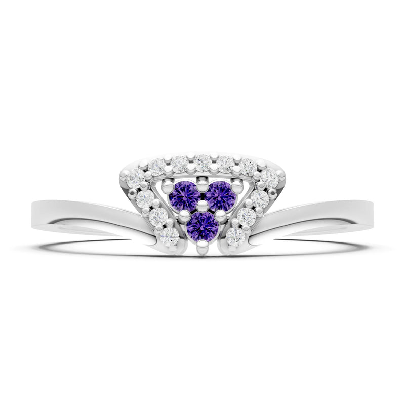 Amethyst Tri-Cluster Pavé Ring