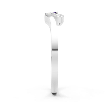 Amethyst Tri-Cluster Pavé Ring
