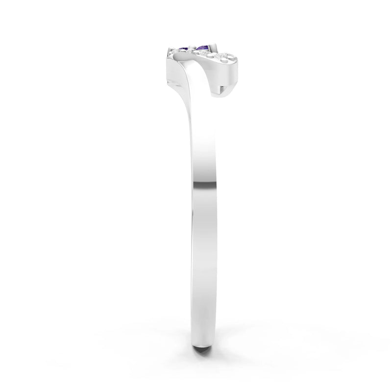 Amethyst Tri-Cluster Pavé Ring