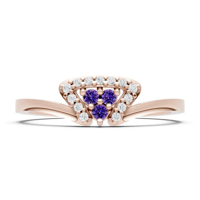 Amethyst Tri-Cluster Pavé Ring