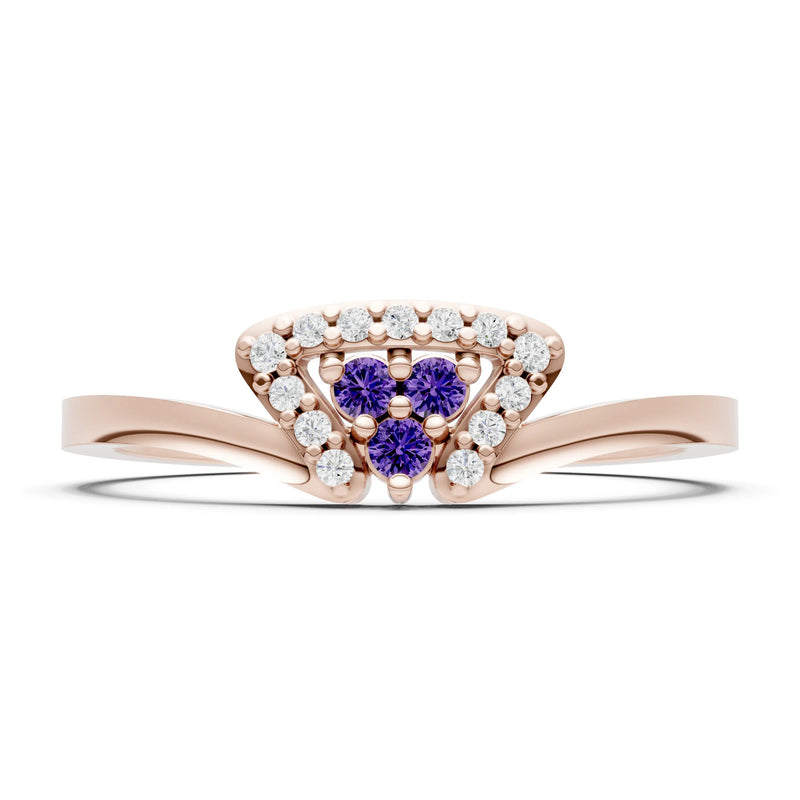 Amethyst Tri-Cluster Pavé Ring