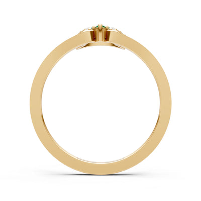 Emerald Tri-Cluster Pavé Ring
