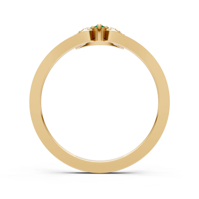 Emerald Tri-Cluster Pavé Ring