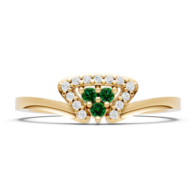 Emerald Tri-Cluster Pavé Ring