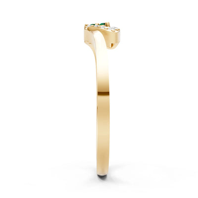 Emerald Tri-Cluster Pavé Ring