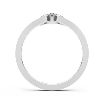 Emerald Tri-Cluster Pavé Ring