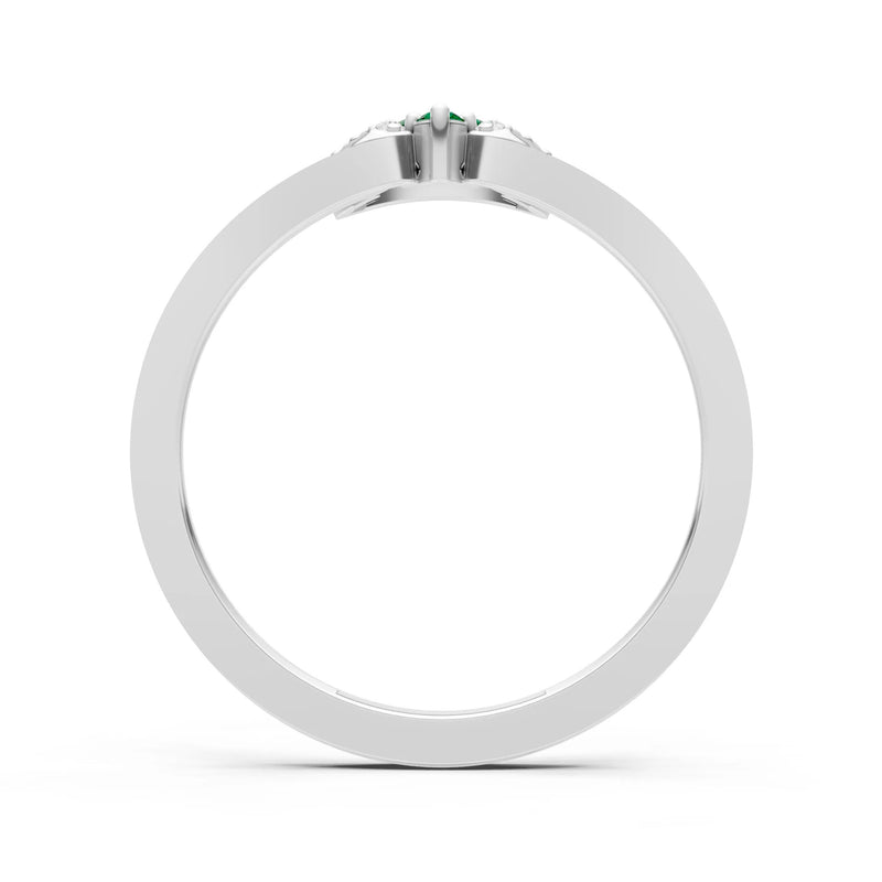 Emerald Tri-Cluster Pavé Ring