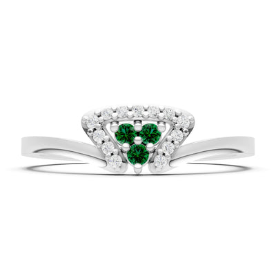 Emerald Tri-Cluster Pavé Ring