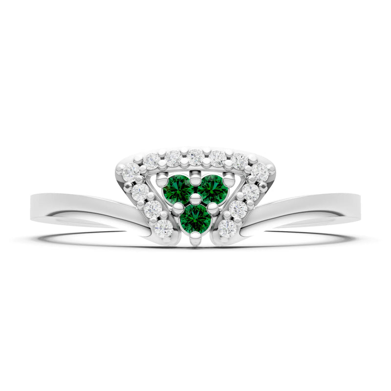 Emerald Tri-Cluster Pavé Ring