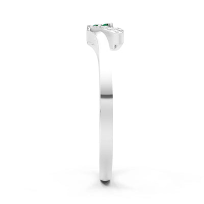 Emerald Tri-Cluster Pavé Ring