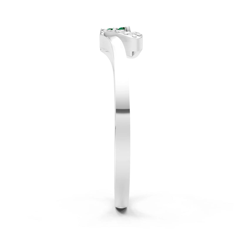 Emerald Tri-Cluster Pavé Ring