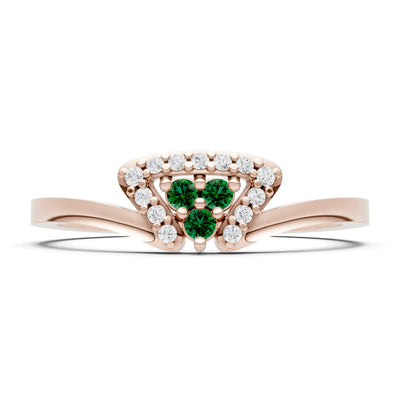 Emerald Tri-Cluster Pavé Ring