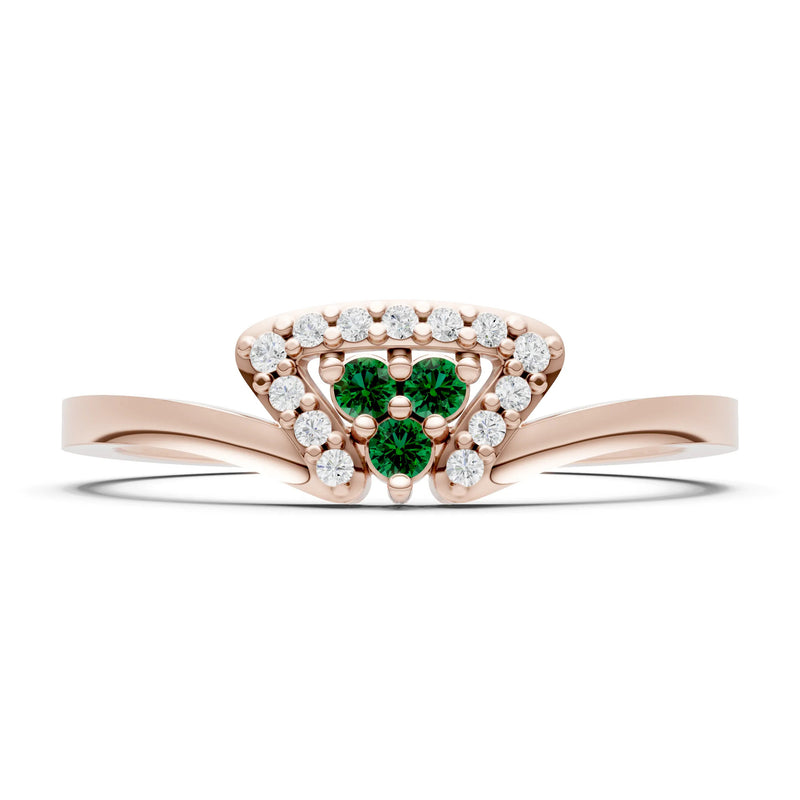 Emerald Tri-Cluster Pavé Ring