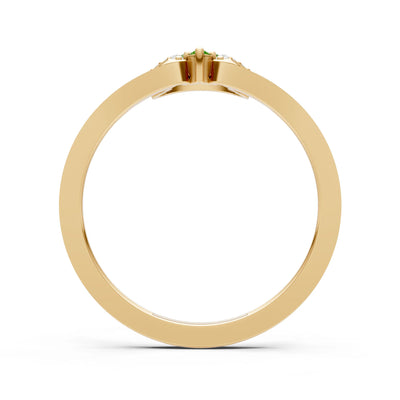 Peridot Tri-Cluster Pavé Ring