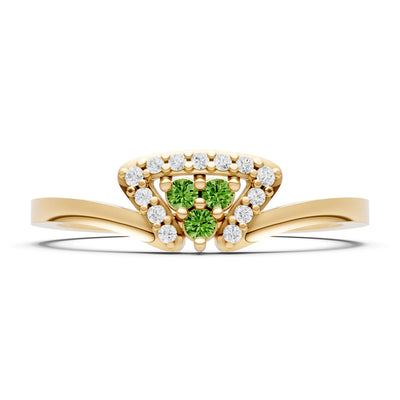 Peridot Tri-Cluster Pavé Ring