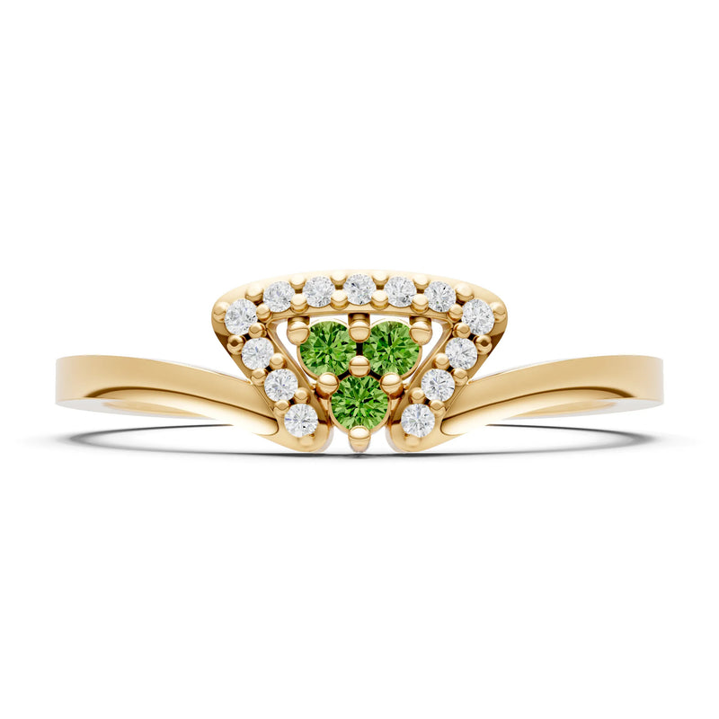 Peridot Tri-Cluster Pavé Ring