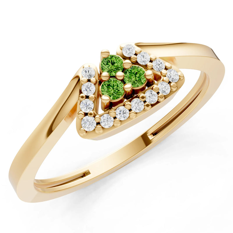 Peridot Tri-Cluster Pavé Ring