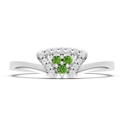 Peridot Tri-Cluster Pavé Ring