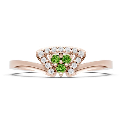 Peridot Tri-Cluster Pavé Ring