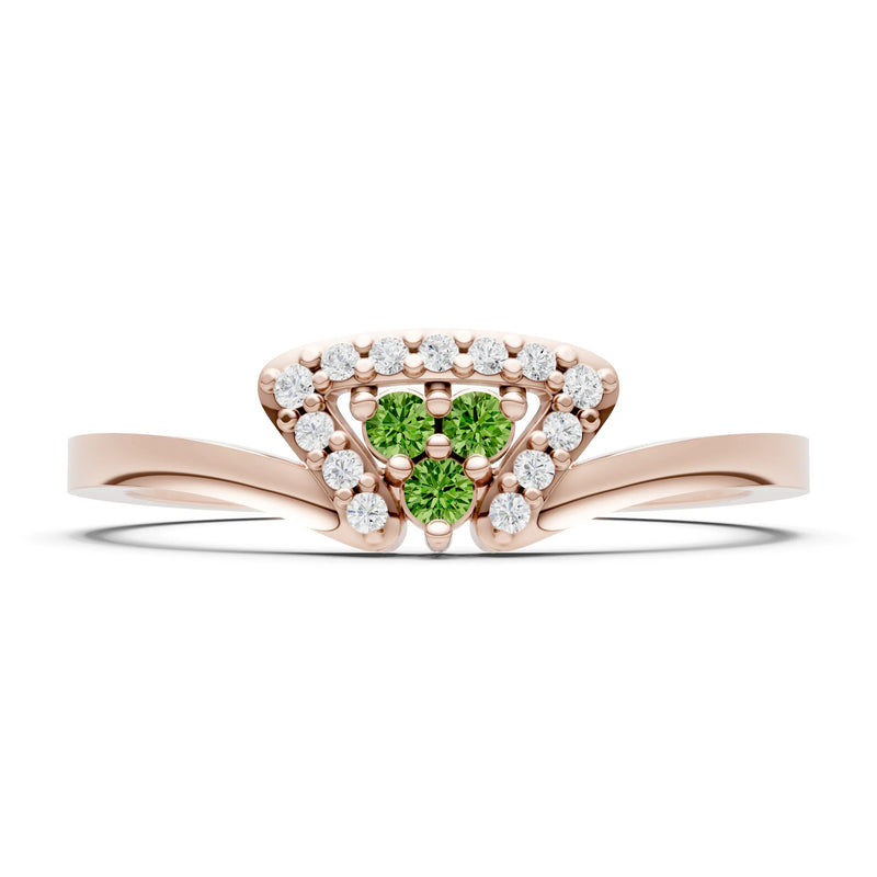 Peridot Tri-Cluster Pavé Ring