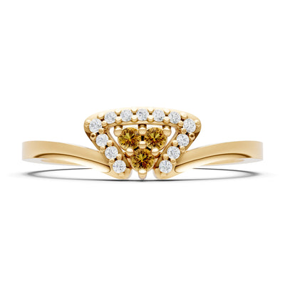 Citrine Tri-Cluster Pavé Ring