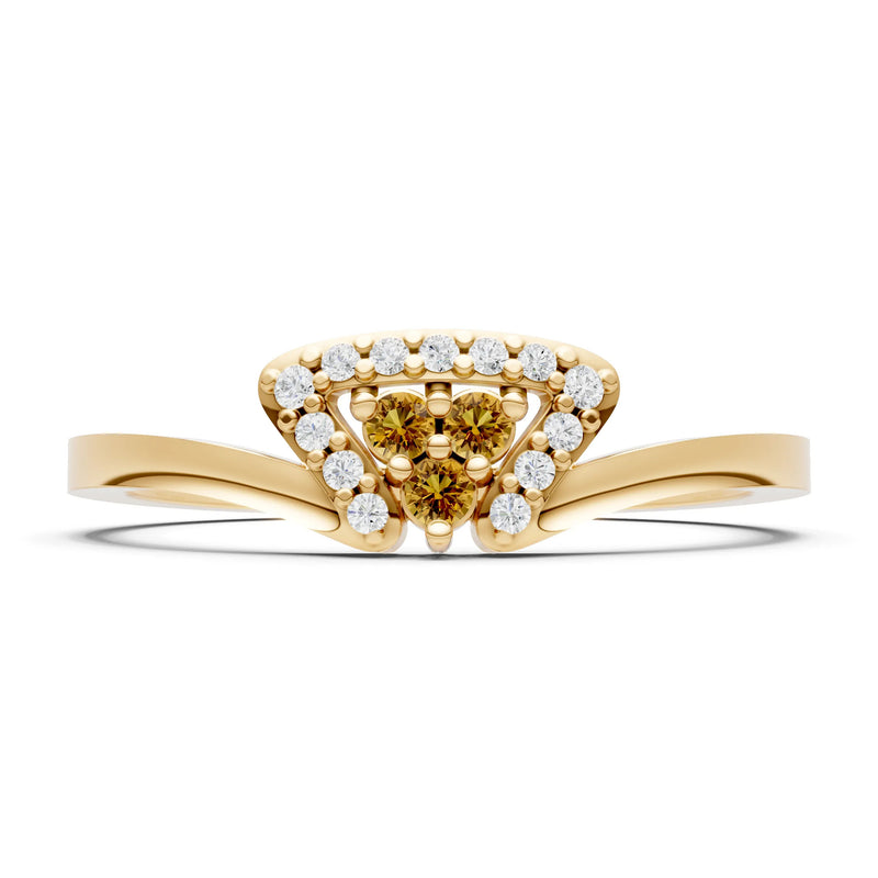 Citrine Tri-Cluster Pavé Ring
