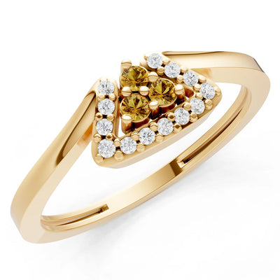 Citrine Tri-Cluster Pavé Ring
