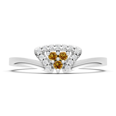 Citrine Tri-Cluster Pavé Ring