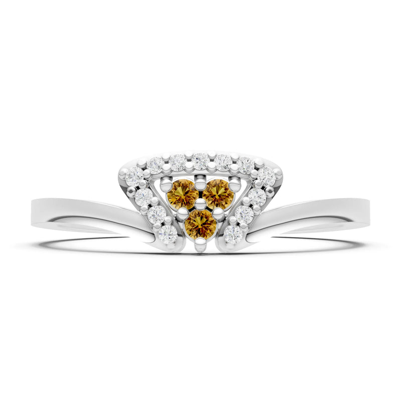Citrine Tri-Cluster Pavé Ring