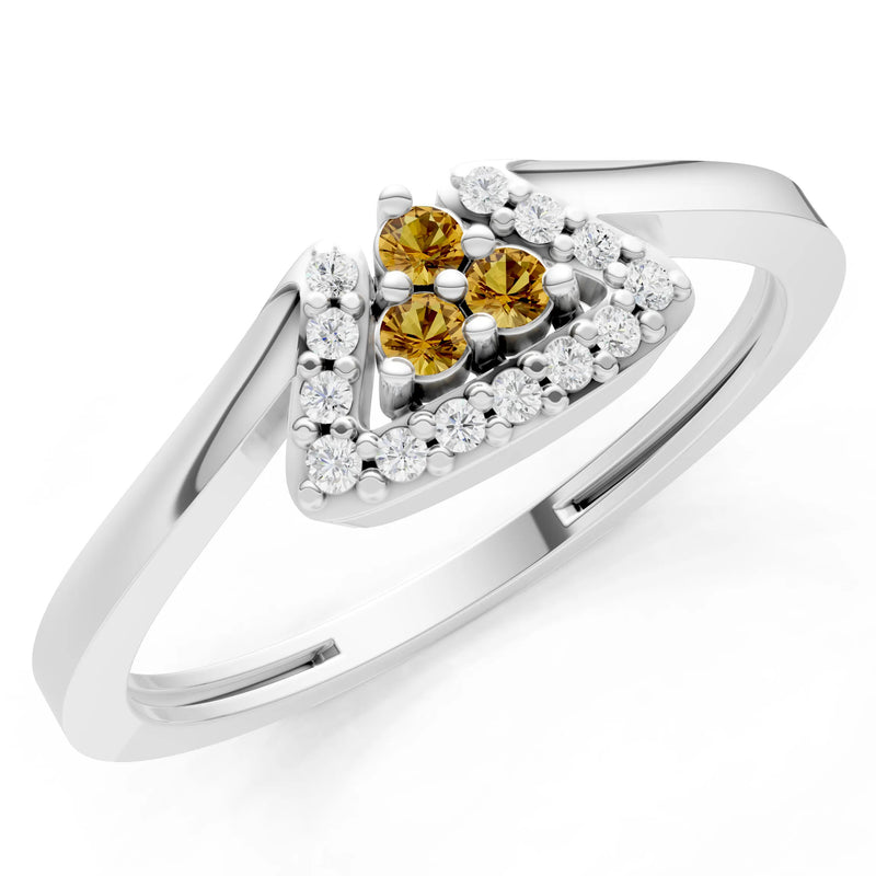 Citrine Tri-Cluster Pavé Ring