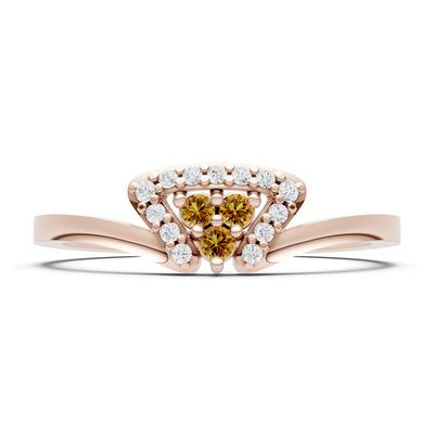 Citrine Tri-Cluster Pavé Ring
