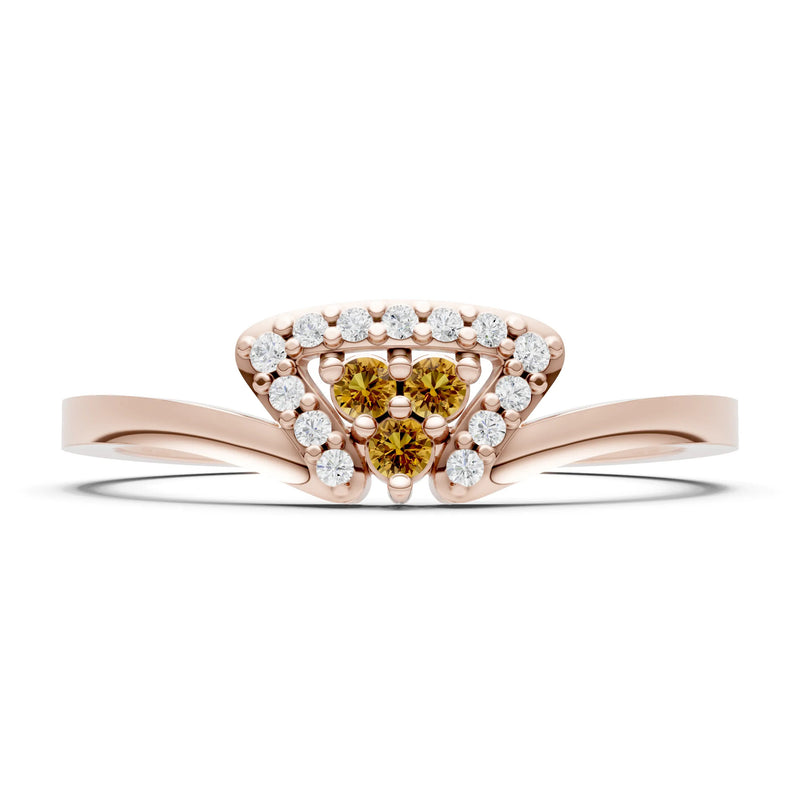 Citrine Tri-Cluster Pavé Ring