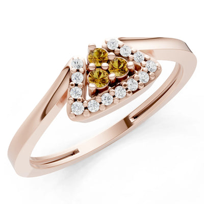 Citrine Tri-Cluster Pavé Ring
