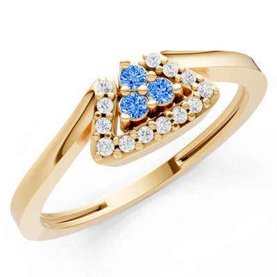 Swiss Blue Topaz Tri-Cluster Pavé Ring