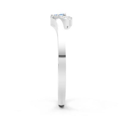 Swiss Blue Topaz Tri-Cluster Pavé Ring