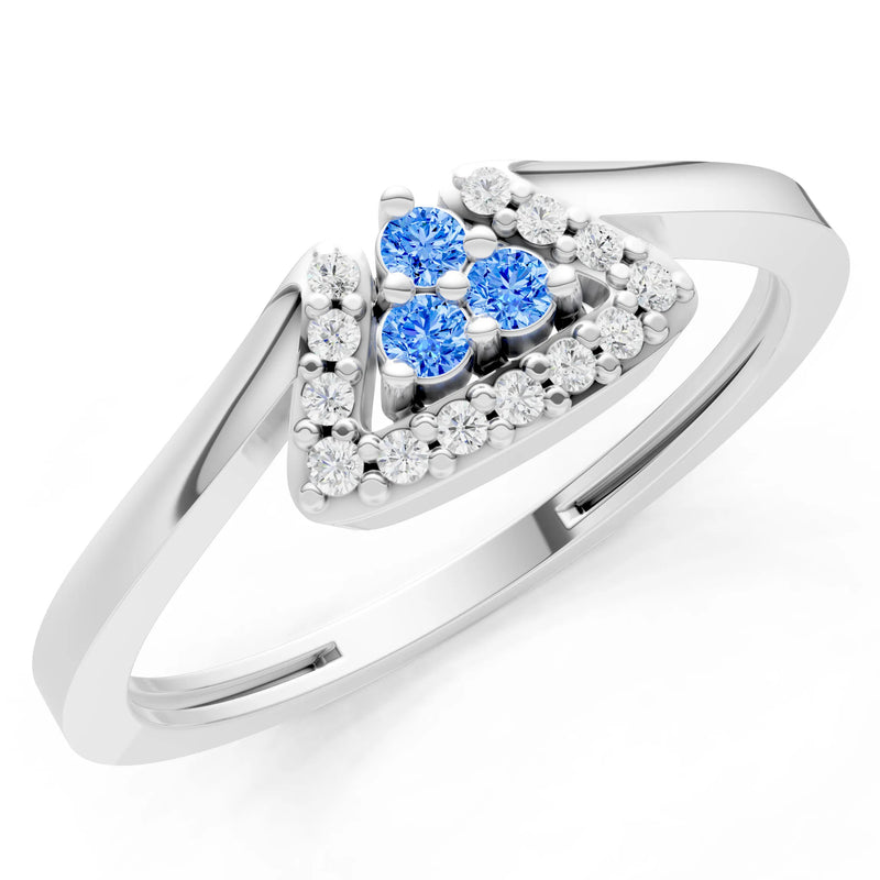 Swiss Blue Topaz Tri-Cluster Pavé Ring