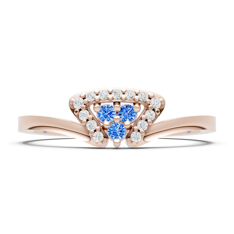 Swiss Blue Topaz Tri-Cluster Pavé Ring