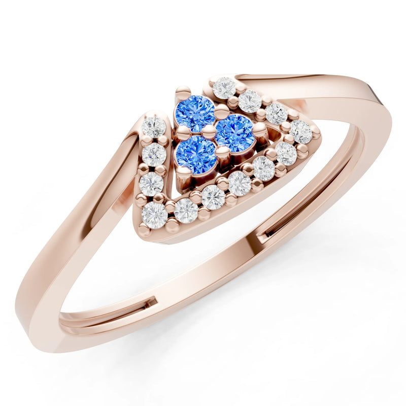 Swiss Blue Topaz Tri-Cluster Pavé Ring