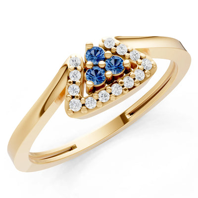 London Blue Topaz Tri-Cluster Pavé Ring