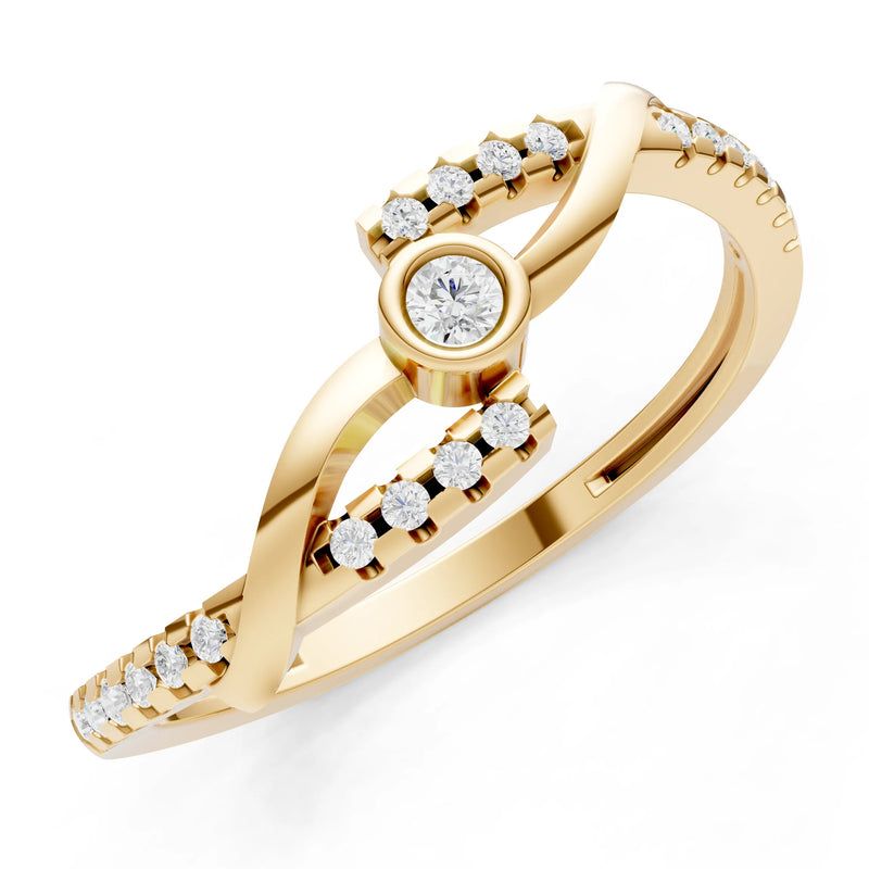 Bezel Center Pavé Accent Ring