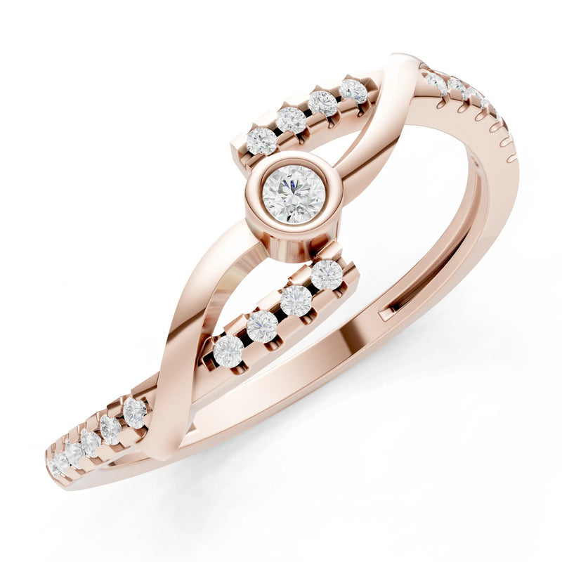 Bezel Center Pavé Accent Ring