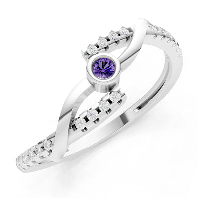 Bezel Center Pavé Accent Ring