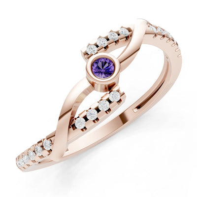 Bezel Center Pavé Accent Ring