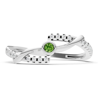 Peridot Bezel Center Pavé Accent Ring