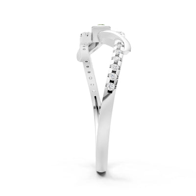 Peridot Bezel Center Pavé Accent Ring