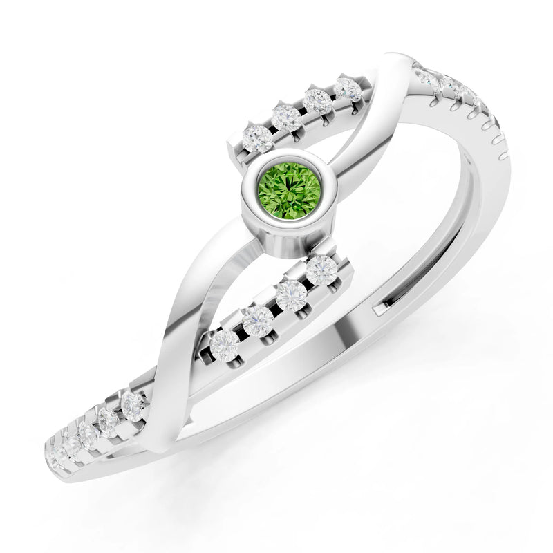 Peridot Bezel Center Pavé Accent Ring