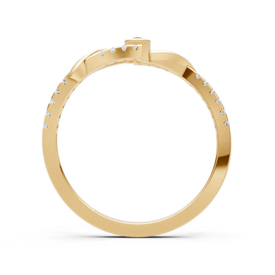 Citrine Bezel Center Pavé Accent Ring