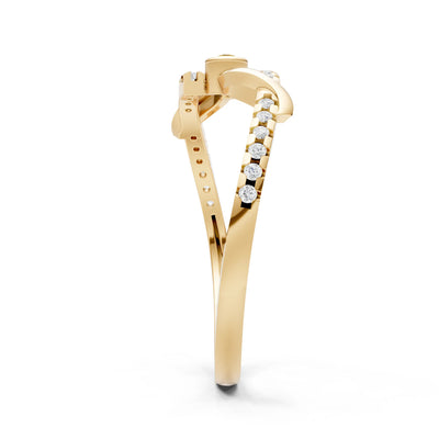 Citrine Bezel Center Pavé Accent Ring